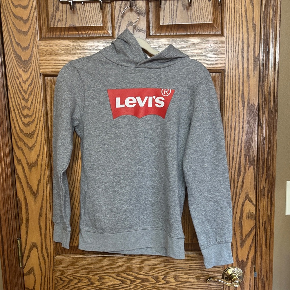 Levi's Gray Crewneck Hoodie with Red Logo